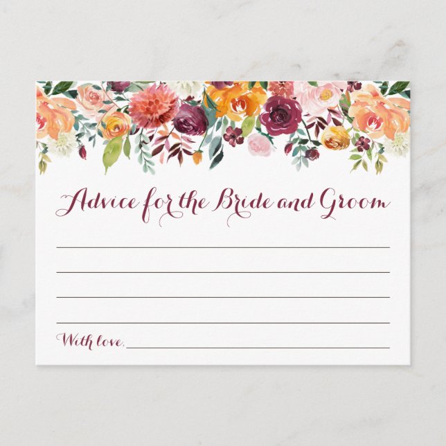 Herbst-Blume Hochzeitsratgeber Karten, Orange Maro Postkarte (Vorderseite)