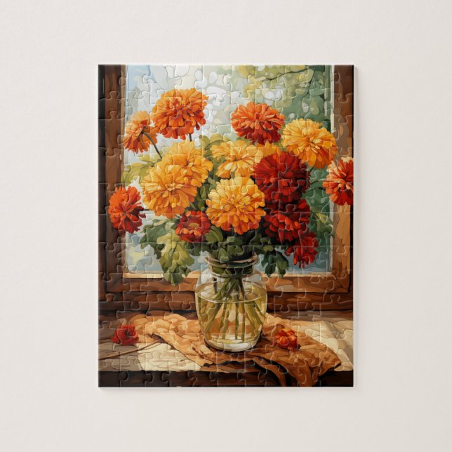 Herbst Blume Marigold Puzzle 110 Stk. 20,3 x 25,4  (Vertikal)