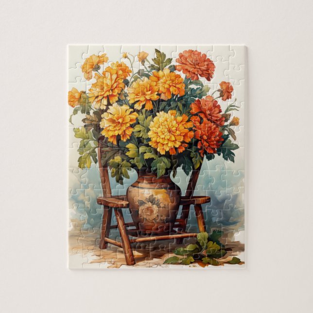 Herbst Blume Marigold Puzzle 110 Stk. 20,3 x 25,4  (Vertikal)