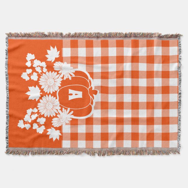 Herbst Blume & Pumpkin Weintrauben Kariert Decke (Vorderseite)