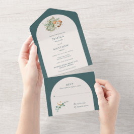 Herbst-Blume Rustikale Hochzeit im Freien All In One Einladung