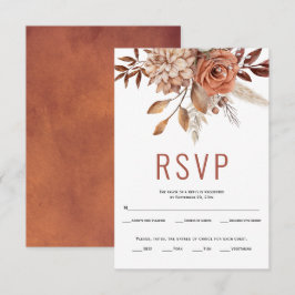Herbst Blume und Blätter Terrakotta Hochzeit im He RSVP Karte