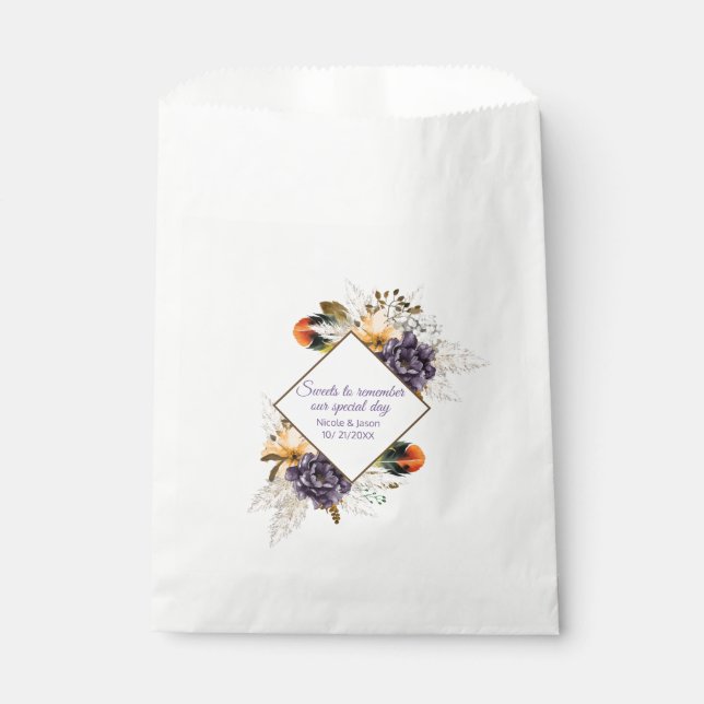 Herbst-Blume und Pampas-Grass-Hochzeit Geschenktütchen (Vorderseite)