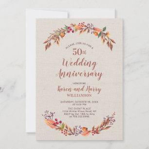 Herbst-/Blumen-50. Hochzeitstag-Einladung Einladung