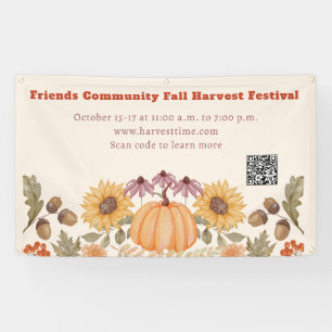 Herbst-Blumen-Ernte-QR-Code-Festival Banner