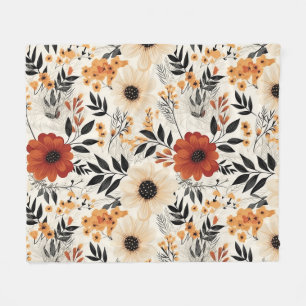 Herbst Blumen Garten Blumenmuster Fleecedecke
