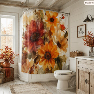 Herbst Blumen Gold Burgund Orange Herbstsaison Duschvorhang