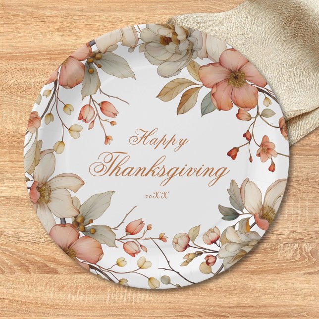 Herbst-Blumen-Thanksgiving Pappteller (Von Creator hochgeladen)