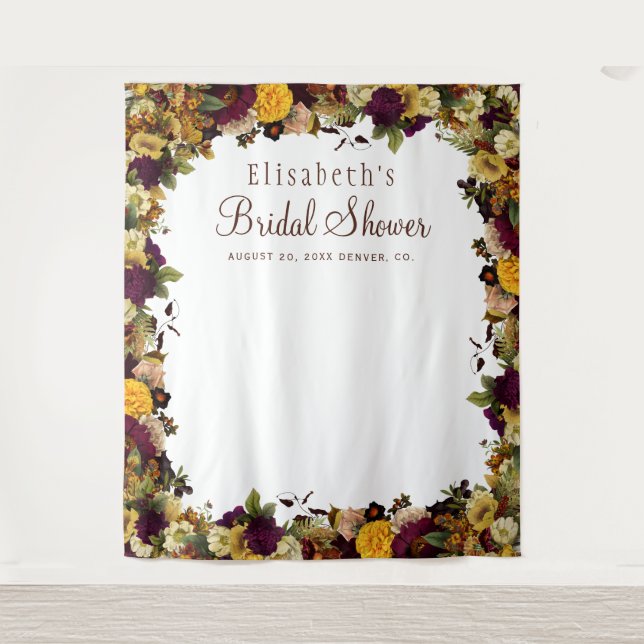 Herbst Blumenbeete Brautparty Foto Stand Wandteppich (Vorderseite)