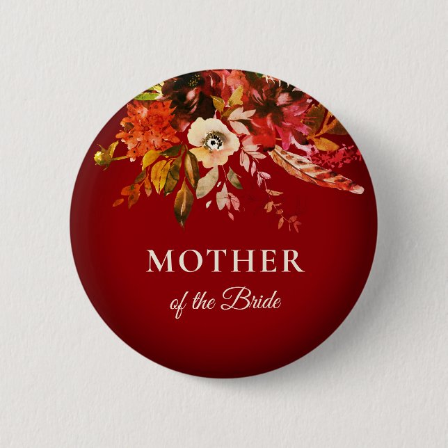Herbst Blumenmutter der Braut Button (Vorderseite)