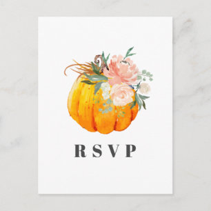 Herbst, Blütenkarte, Kürbis RSVP-Karte Einladungspostkarte