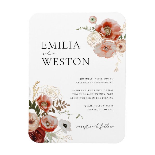 Herbst Bohemische Hochzeit im Herbst Einladung Mag Magnet (Vertikal)