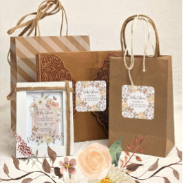 Herbst BOHO Blütendusche Butterfly Babydusche Quadratischer Aufkleber