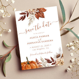 Herbst boho botanische Terrakotta-Hochzeit Save The Date