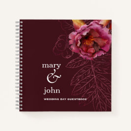 Herbst Boho Burgundy Rose Tracery Gästebuch Notizbuch