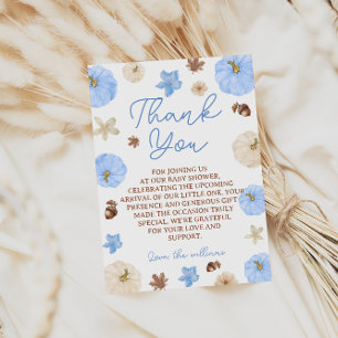 Herbst Boho Kürbis Blau Baby Shower Dankeskarten Dankeskarte