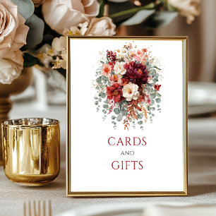 Herbst Boho Marsala Florale Karten Und Geschenke T Poster