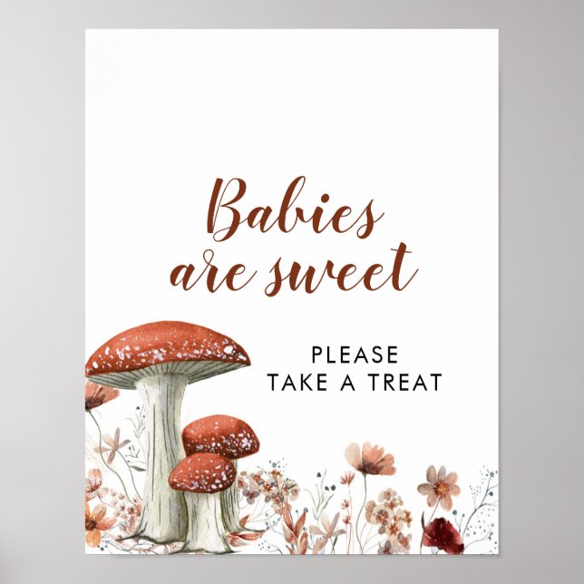 Herbst Boho Pilz Floral Babies sind Sweet Sign Poster (Vorne)