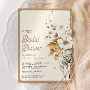 Herbst Boho Wildblumen Foto Brautparty Einladung
