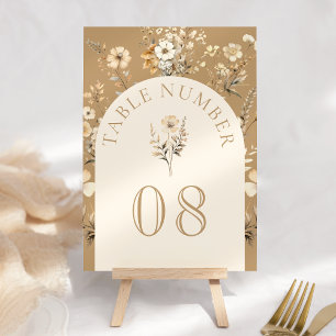 Herbst Boho Wildblumen-Hochzeit Tischnummer