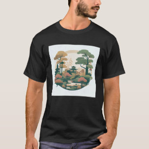 Herbst Bonsai Bäume Garten Shrine Teich Japanische T-Shirt