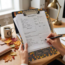 Herbst Botanische Blätter Personalisierte Klemmbre Klemmbrett