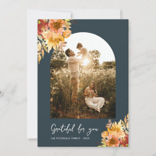 Herbst botanische Blumen Thanksgiving-Karte Dankeskarte