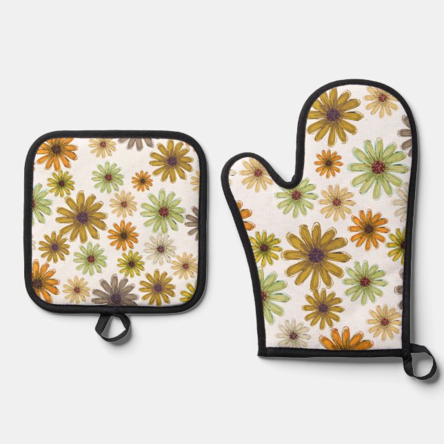 Herbst Bouquet Oven Mitt und Pot Holder Ofenhandschuh & Topflappen-Set (Vorderseite)