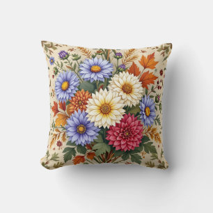 Herbst-Bouquet von Asters und Dahlias Kissen