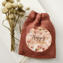 Herbst braune Blätter glücklich Erntedankfest Runder Aufkleber