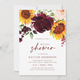 Herbst Brautparty Sonnenblumen Rose Burgund Rot in Einladung