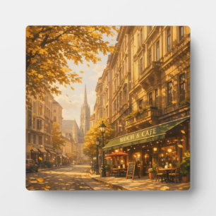 Herbst Buch & Café Straße Cozy Europäische Gasse Fotoplatte