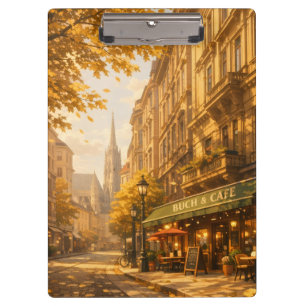 Herbst Buch & Café Straße Cozy Europäische Gasse Klemmbrett