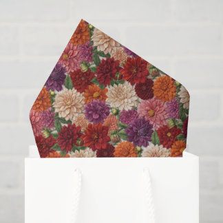 Herbst Bunte Dahlie Stickerei Blumenmuster Seidenpapier