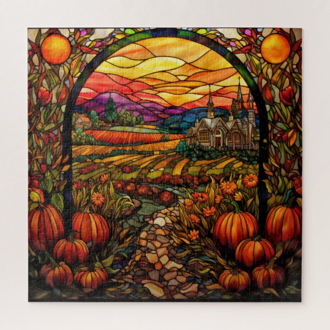 Herbst-Buntglas-Puzzle (Vertikal)
