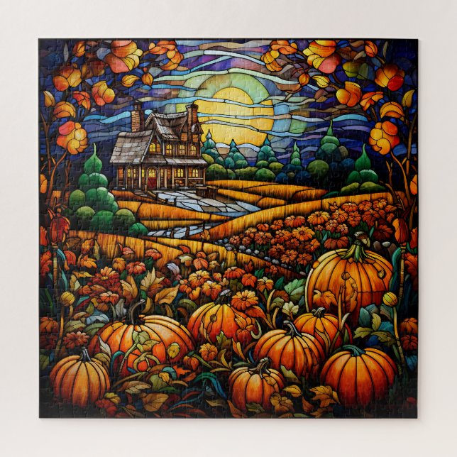 Herbst-Buntglas-Puzzle (Vertikal)