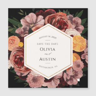 Herbst Burgund Floral Save the Date Magnetkarte