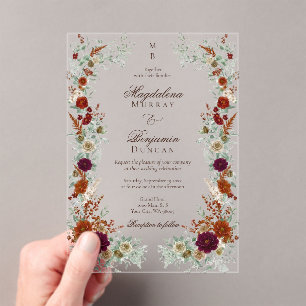 Herbst Burgund & Terrakotta Hochzeit Acryleinladungen