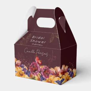 Herbst-Burgunder-Aquarell-Blumen-Brautparty Geschenkschachtel