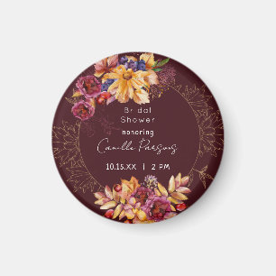 Herbst Burgunder Moody Wasserfarbe Brautparty Magnet
