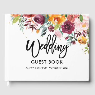 Herbst-Burgundy Blush Bloral Blossom Hochzeit Gästebuch