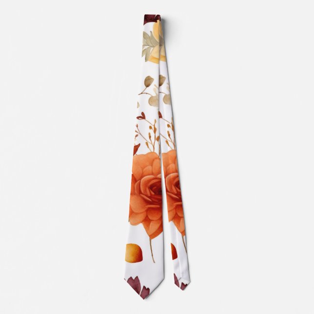 Herbst Burgundy Orange Floral Wedding Trauzeugen Krawatte (Vorderseite)