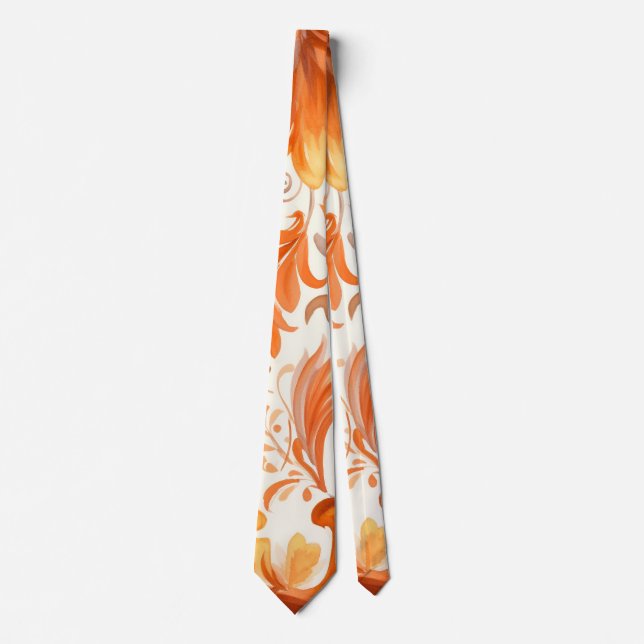 Herbst Burgundy Orange Floral Wedding Trauzeugen Krawatte (Vorderseite)