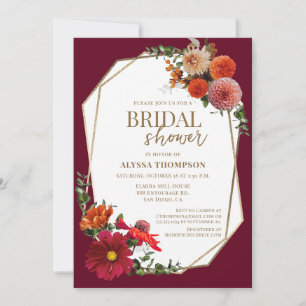 Herbst Burgundy Red Gold Herbst Floral Einladung