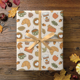 Herbst-Café-Kürbis-Gewürz-Herbstlaub-Bäckerei Geschenkpapier