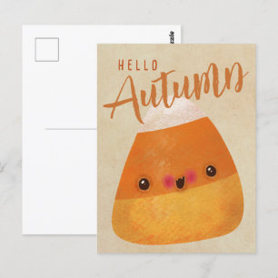 Herbst Candy Mais Niedlicher Halloween-Erntedank F Postkarte