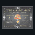 Herbst Chalkboard Hochzeit Probe Mason Jar Einladung<br><div class="desc">Die Probe und das Abendessen im Chalkboard-Stil werden durch eine reizende, wirbelnde Scrollbrücke umrissen, die Kreidewirkung verleiht. Die originelle Illustration eines rustikalen, im Herbst aufgetauchten Maurerjars mit Hydrangea-Blume-Bouquet ist mit einem goldenen Herz versehen, das die Initialen des Paares auf der Rückseite hält. Raum für die Zeremonie Probe und Abendessen Informationen...</div>