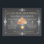 Herbst Chalkboard Hochzeit Probe Mason Jar Einladung<br><div class="desc">Die Probe und das Abendessen im Chalkboard-Stil werden durch eine reizende, wirbelnde Scrollbrücke umrissen, die Kreidewirkung verleiht. Die originelle Illustration eines rustikalen, im Herbst aufgetauchten Maurerjars mit Hydrangea-Blume-Bouquet ist mit einem goldenen Herz versehen, das die Initialen des Paares auf der Rückseite hält. Raum für die Zeremonie Probe und Abendessen Informationen...</div>