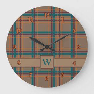 Herbst Chic Kariert Clock Große Wanduhr