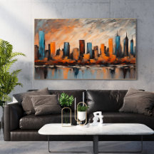Herbst City Skyline Sunset uneingerahmt